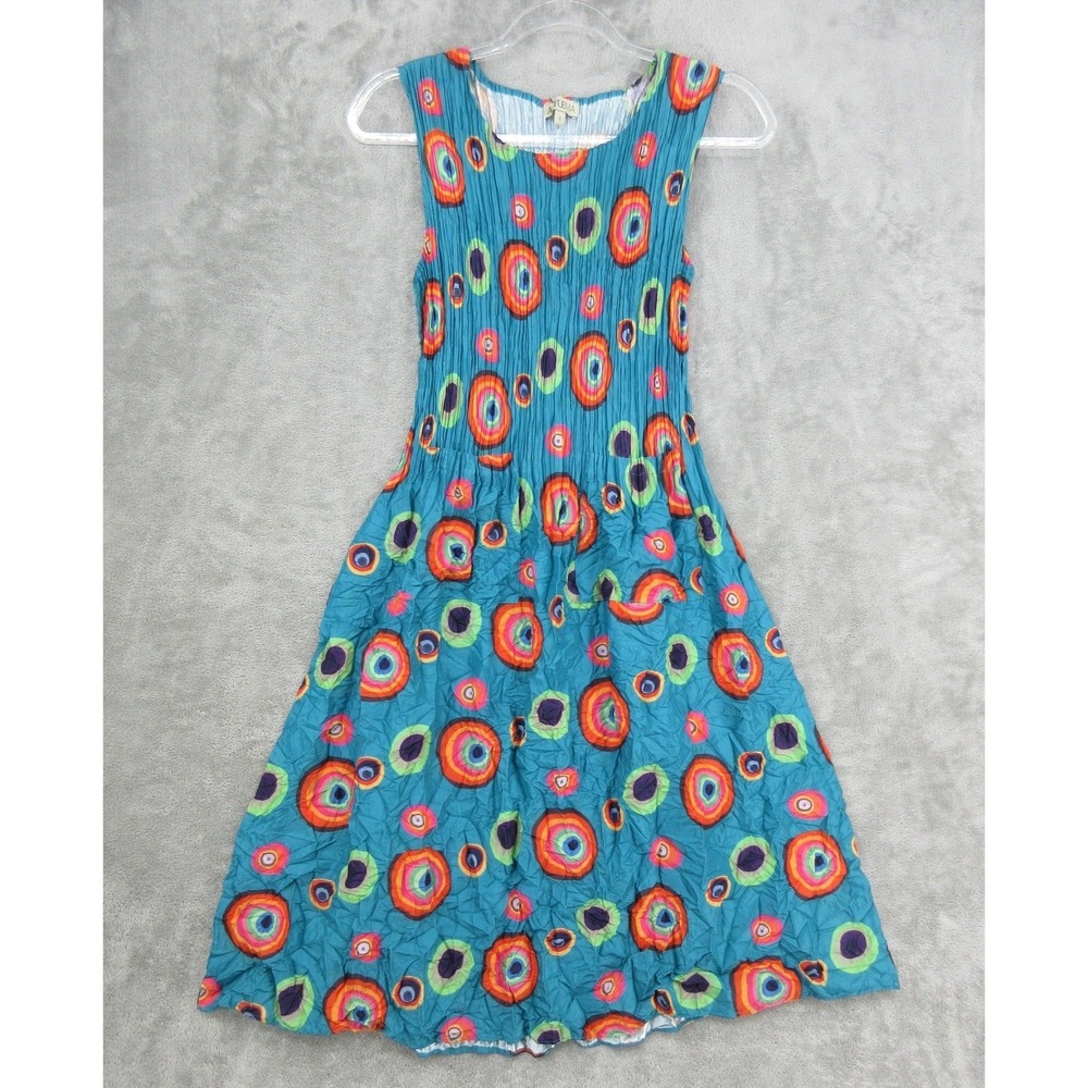 Alquema Dress Womens 1 US Small Smash Pocket Crinkle Art to Wear Polka Dot Blue